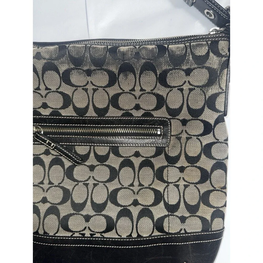 Vintage Coach 9362 Signature Soft Slim Duffle Bag - Black & Gray